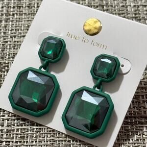 NEW | True to Form | Green Chunky Square Dangle Earrings